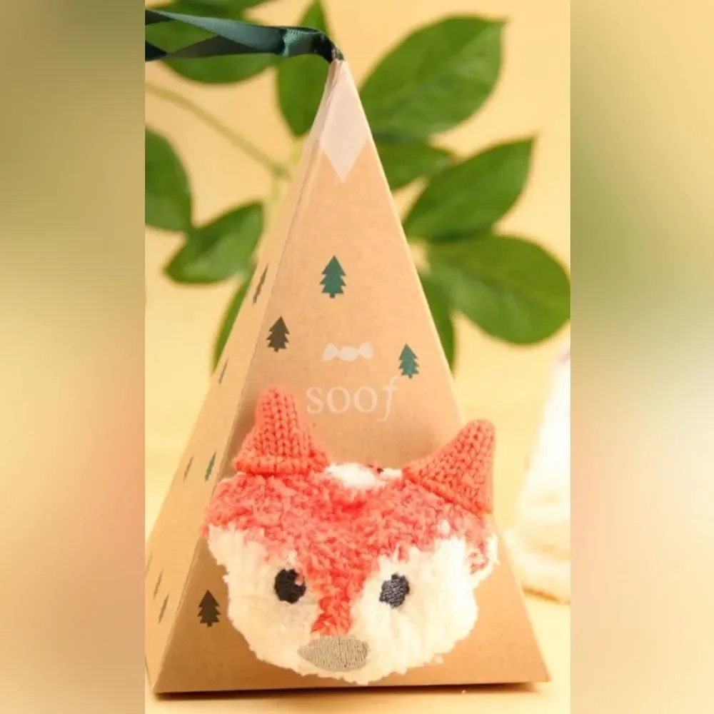CUTE ANIMAL Christmas Socks Gift Boxes, 3D Fluffy Thick Warm Winter Socks